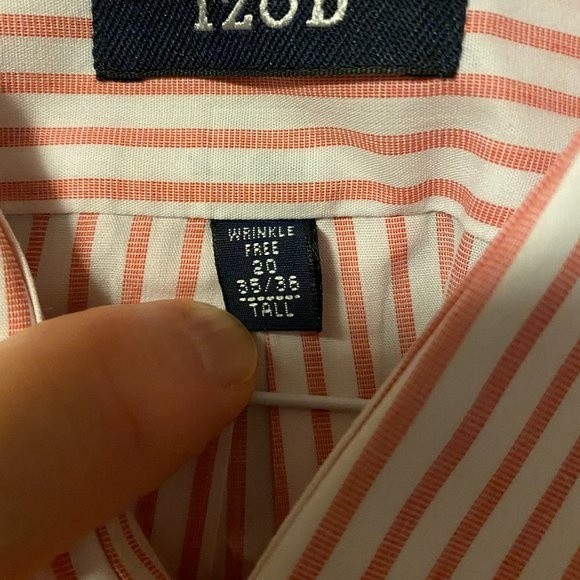 Izod Men's Dress Shirt Red-White lines - Picture 7 of 11